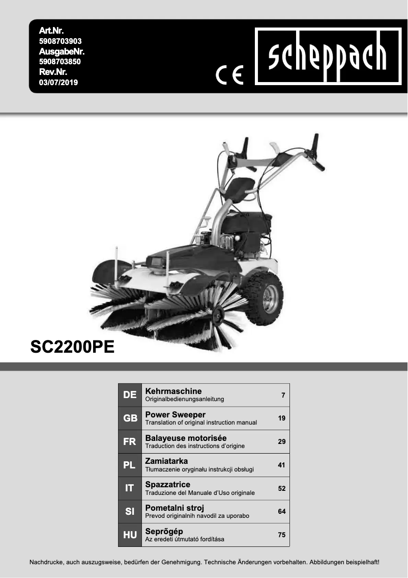 Image de la première page du manuel de l'appareil SC2200PE