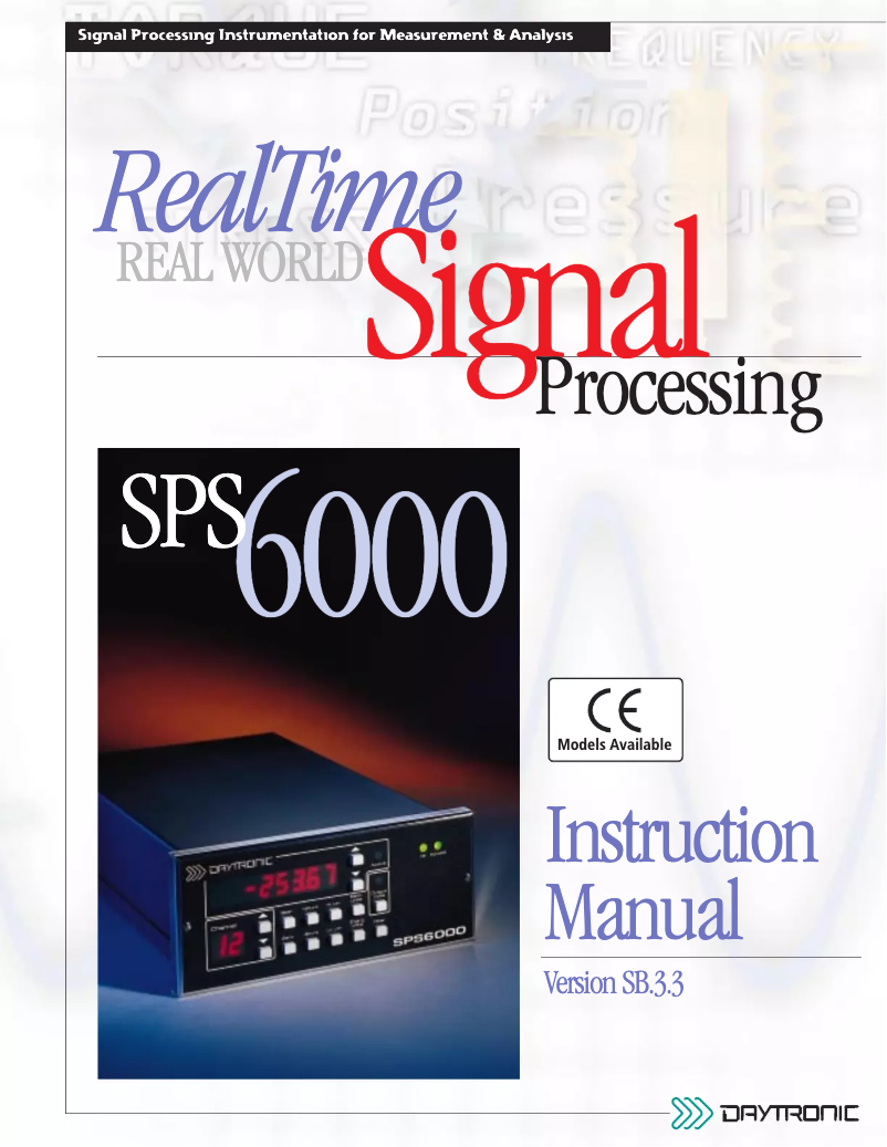 Page n°1 - Manuel utilisateur Daytronic SPS6101-CE