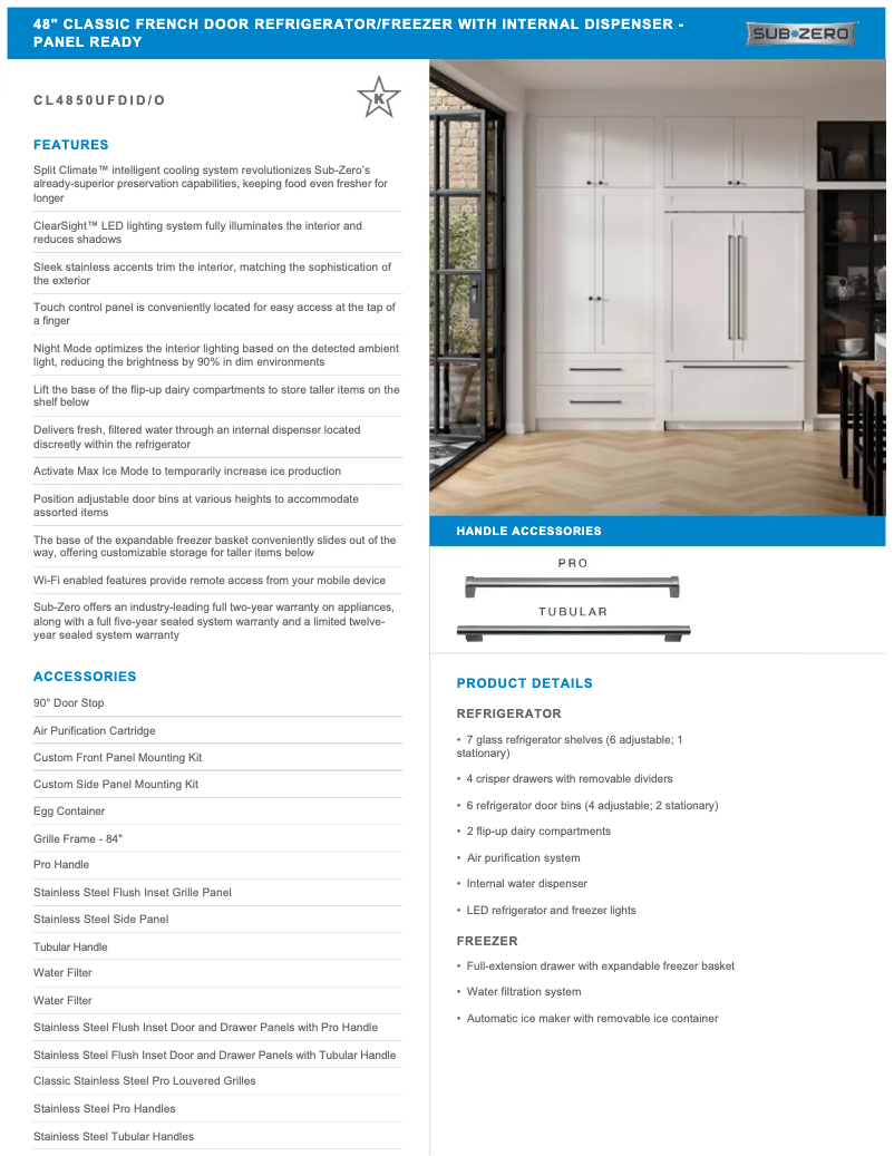 Page 1 de la notice Manuel utilisateur Sub-Zero CL4850UFDIO