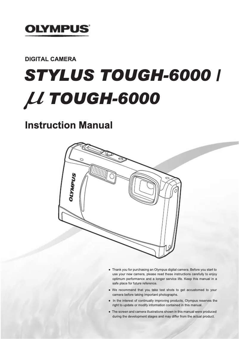 Image de la première page du manuel de l'appareil Stylus Tough 6000
