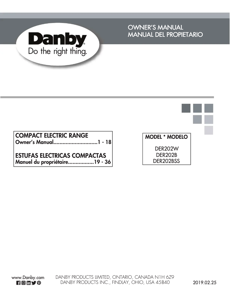 Page 1 de la notice Manuel utilisateur Danby DER202W