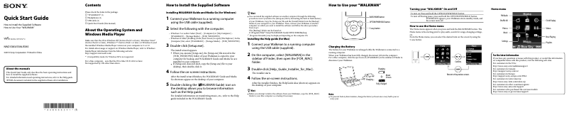 Page n°1 - Guide d'installation Sony Walkman NWZ-E385BLK
