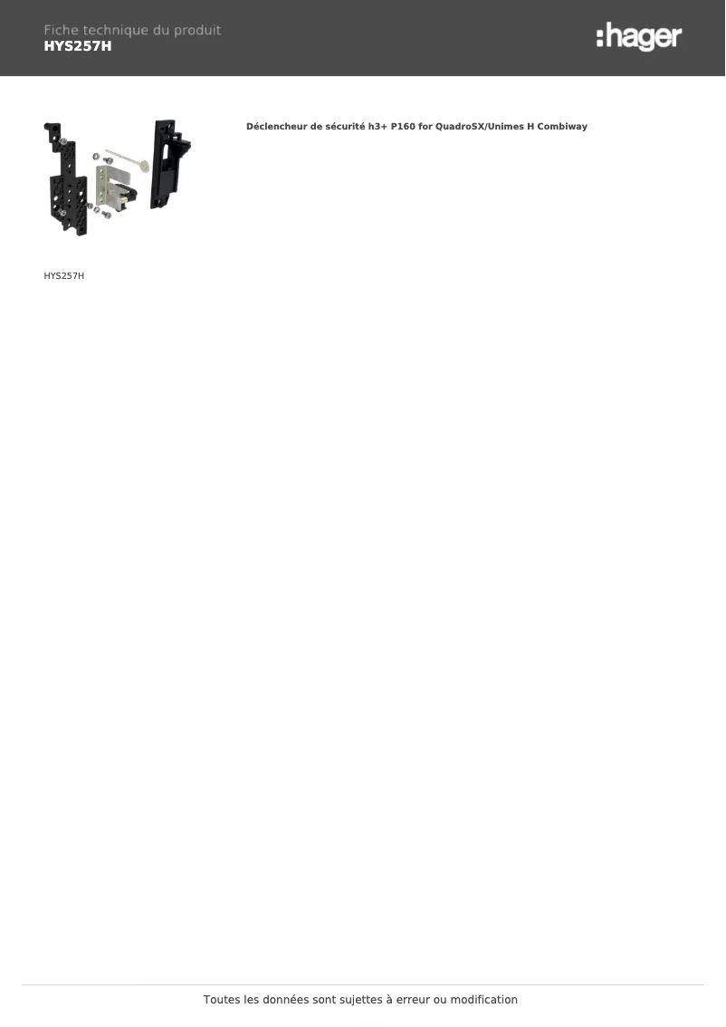 Image de la première page du manuel de l'appareil HYS257H