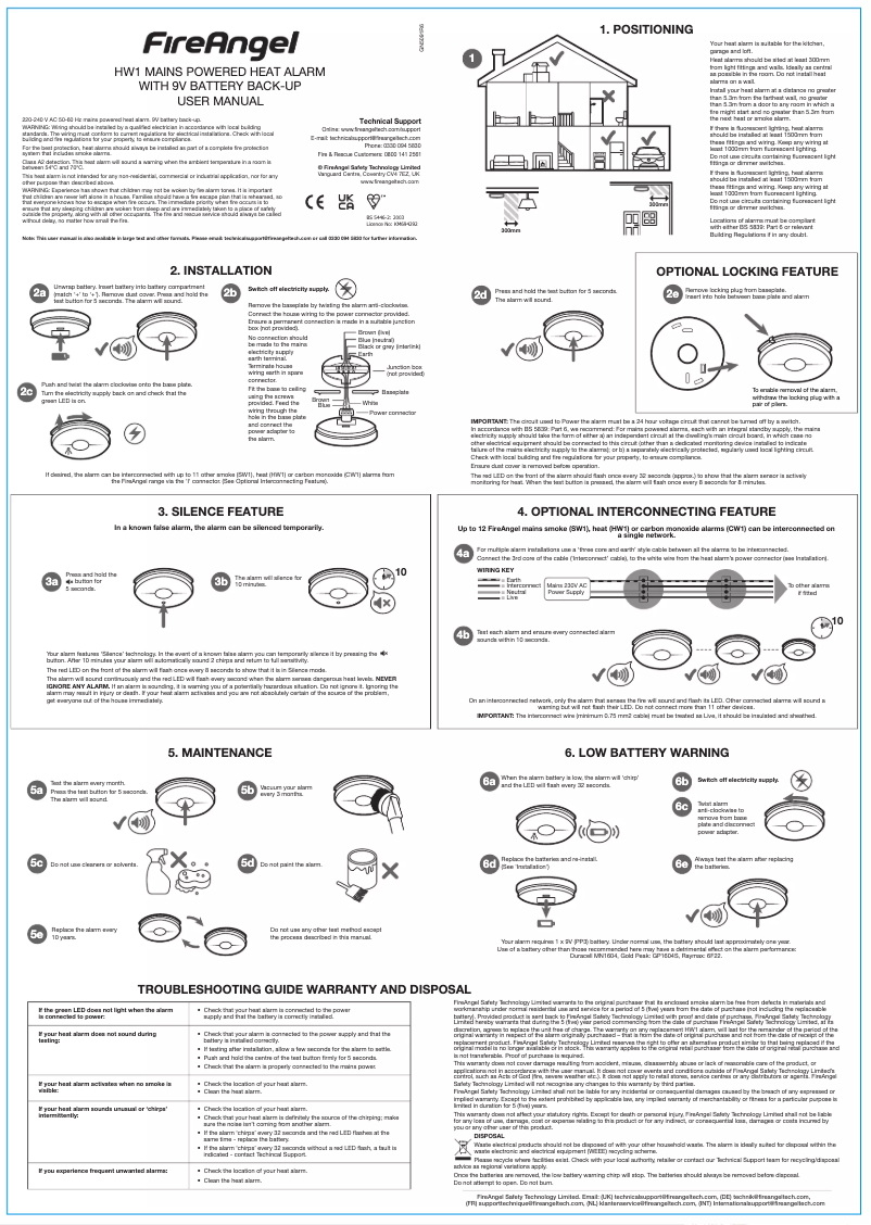 Page 1 de la notice Manuel utilisateur FireAngel HW1-R