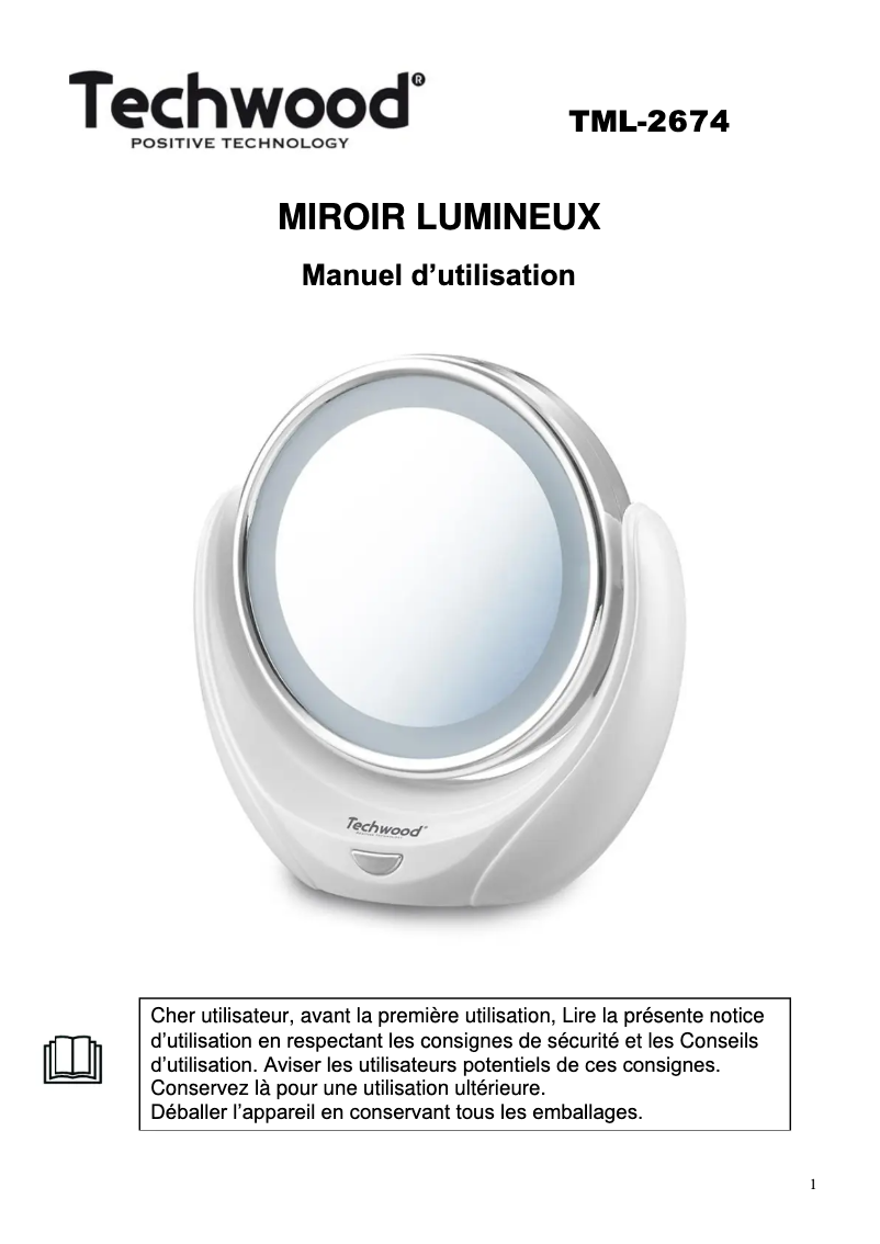 Page n°1 - Manuel utilisateur Techwood TML-2674
