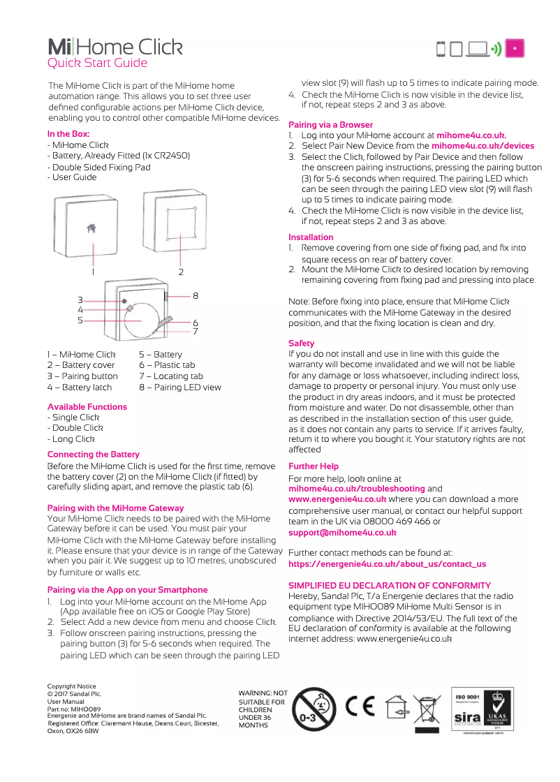 Page 1 de la notice Manuel utilisateur EnerGenie Mi Home Click