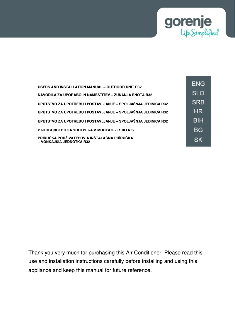 Page n°1 - Guide d'installation Gorenje TITAN35IN