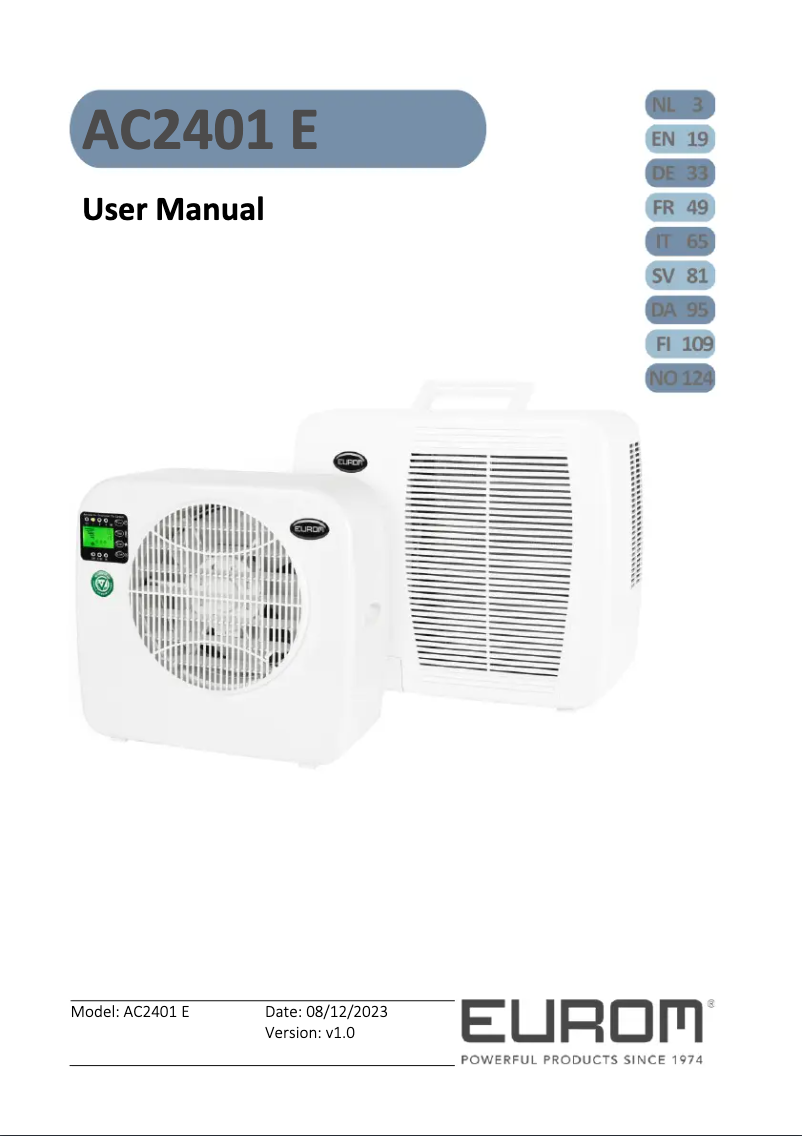 Página 1 del manual Manual de usuario Eurom AC2401 E