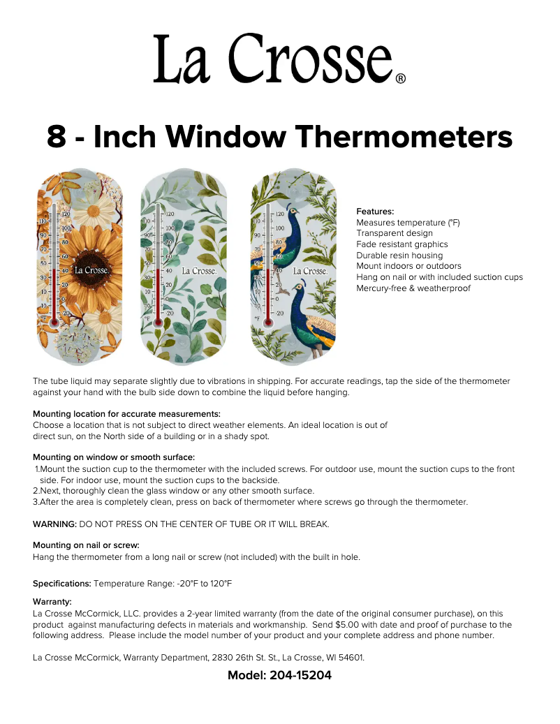 Page 1 de la notice Manuel utilisateur La Crosse Technology 204-1520F