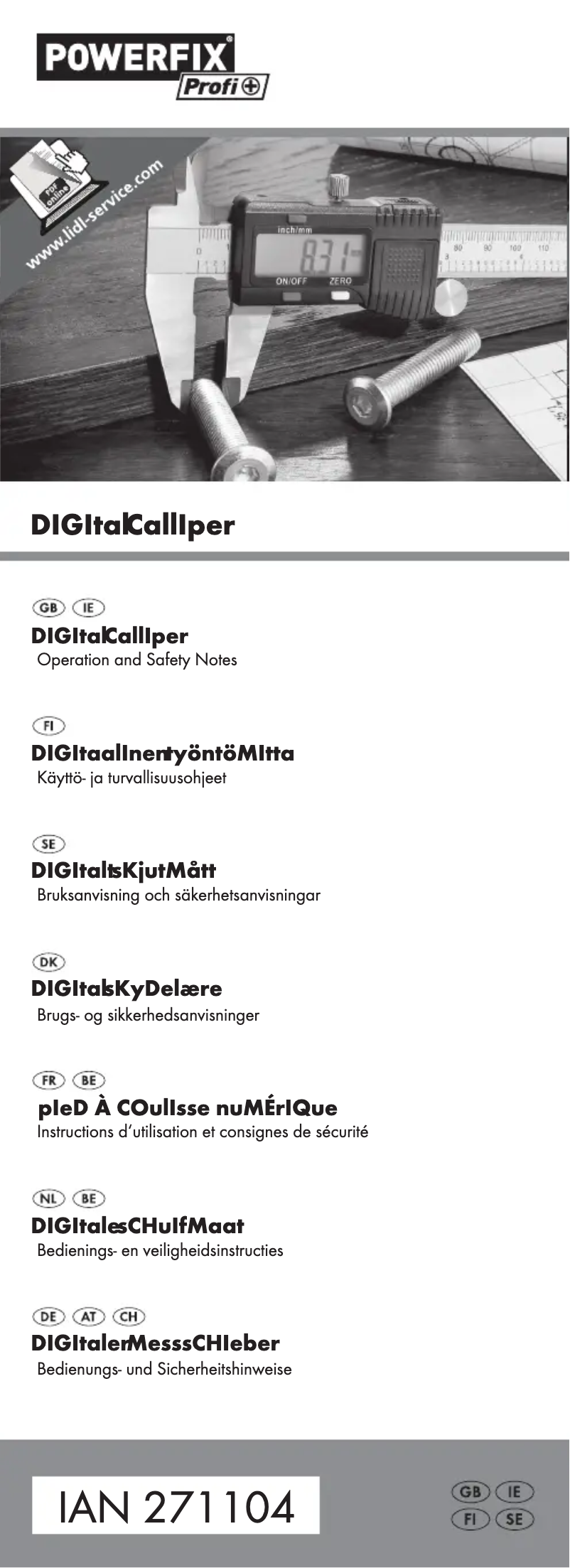 Image de la première page du manuel de l'appareil IAN 271104