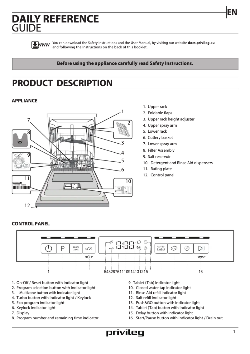 Page 1 de la notice Manuel utilisateur Privileg RBO 3C23 A 6.5 X
