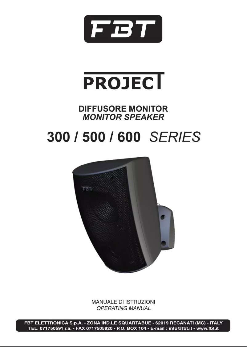 Página 1 del manual Manual de usuario FBT PROJECT 315