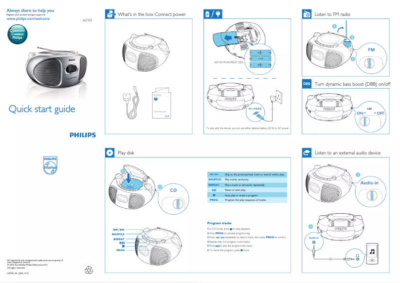 Page n°1 - Guide de démarrage rapide Philips AZ105B