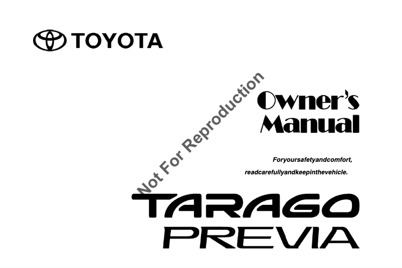 Page 1 de la notice Manuel utilisateur Toyota Tarago (2005)