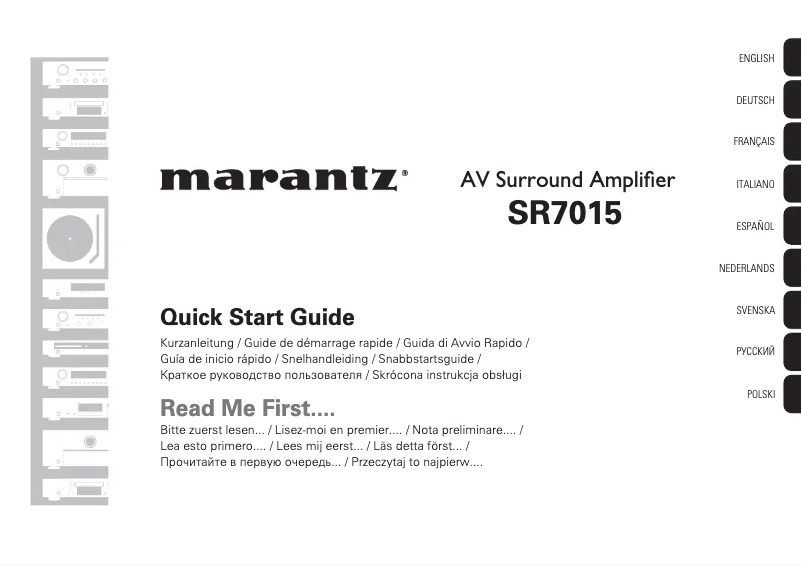Page 1 de la notice Guide de démarrage rapide Marantz SR7015