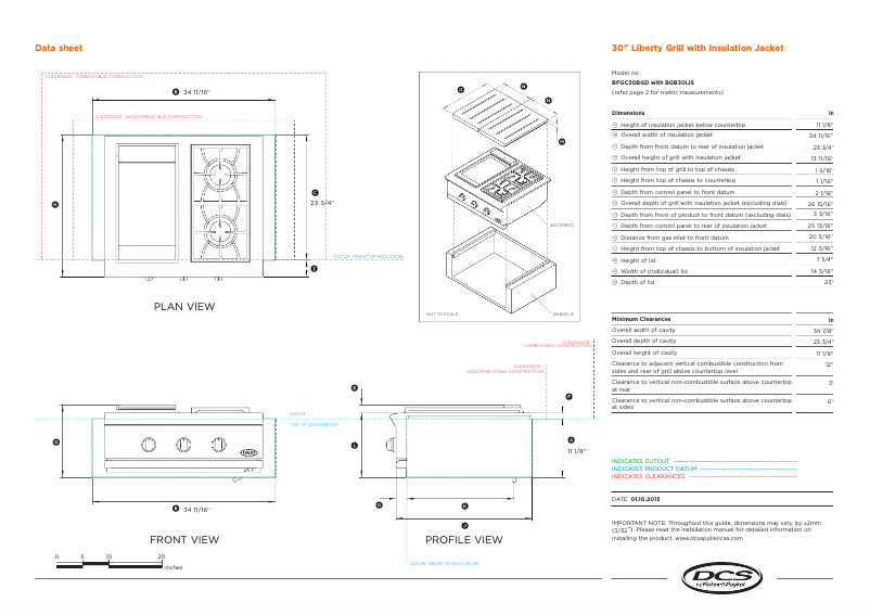 Page 1 de la notice Fiche technique DCS BFGC-30BGD-N