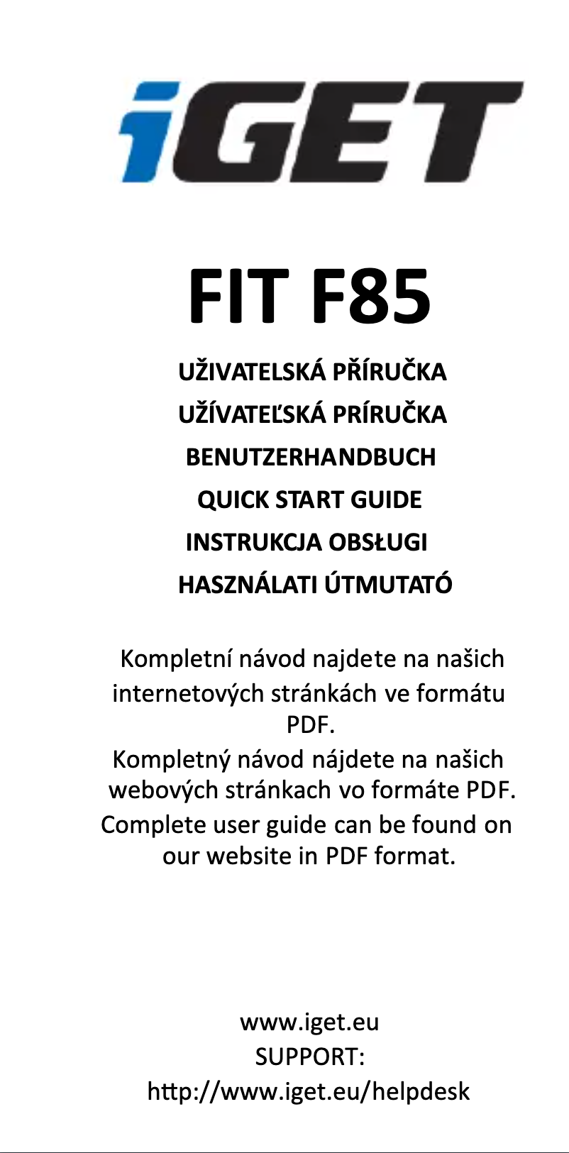 Image de la première page du manuel de l'appareil FIT F85