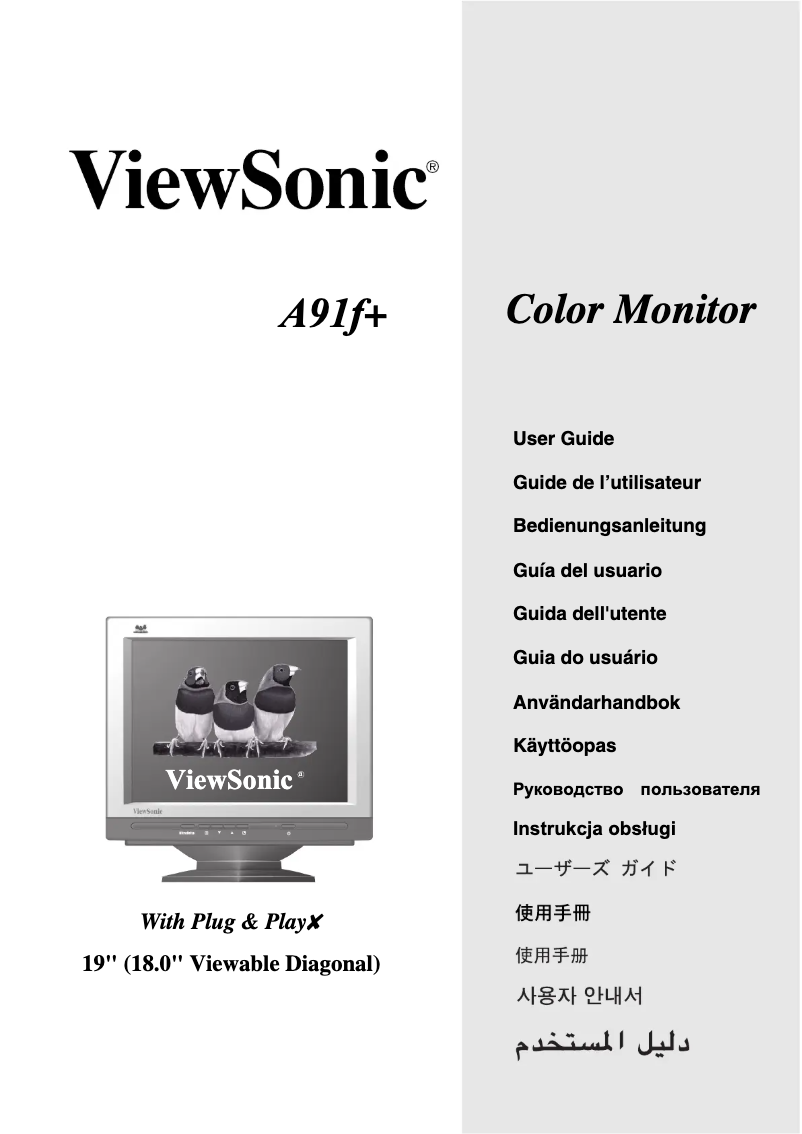 Page 1 de la notice Manuel utilisateur Viewsonic A91F