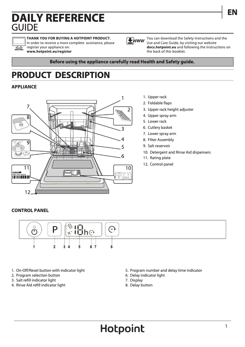 Page 1 de la notice Manuel utilisateur Hotpoint HEI 49118 C UK