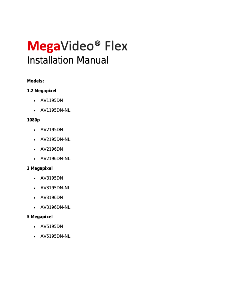 Page 1 de la notice Manuel utilisateur Arecont Vision AV2196DN