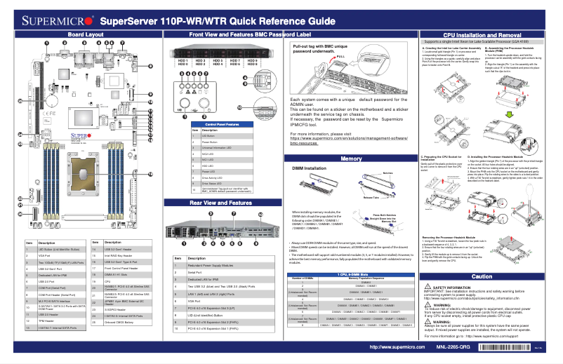 Page 1 de la notice Guide de démarrage rapide Supermicro SuperServer SYS-110P-WR