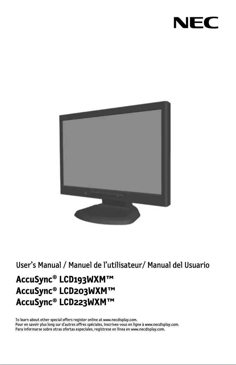 Page n°1 - Manuel utilisateur NEC AccuSync LCD193WXM