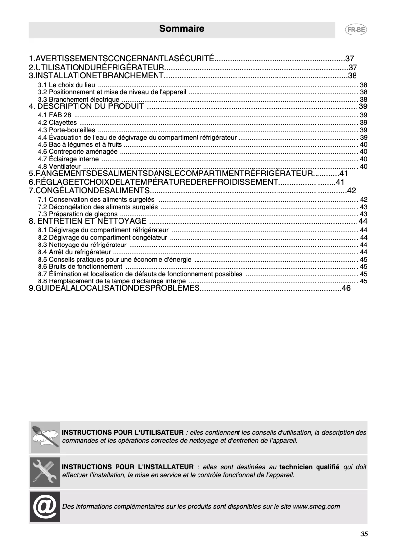 Page n°1 - Manuel utilisateur Smeg FAB28LNE