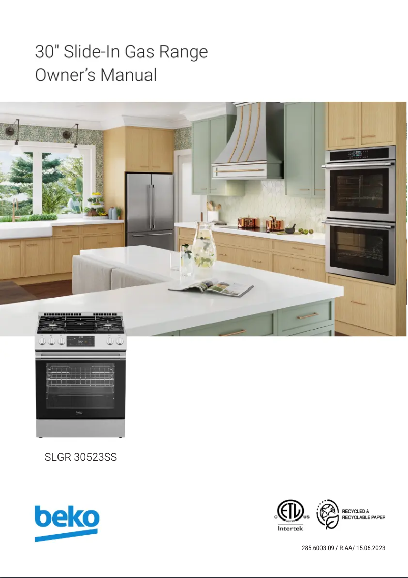 Page 1 de la notice Manuel utilisateur Beko SLGR30523SS