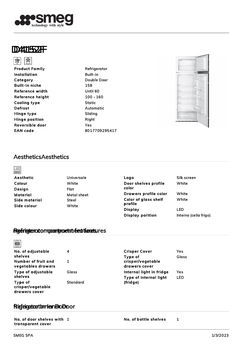 Page 1 de la notice Brochure Smeg D4152F