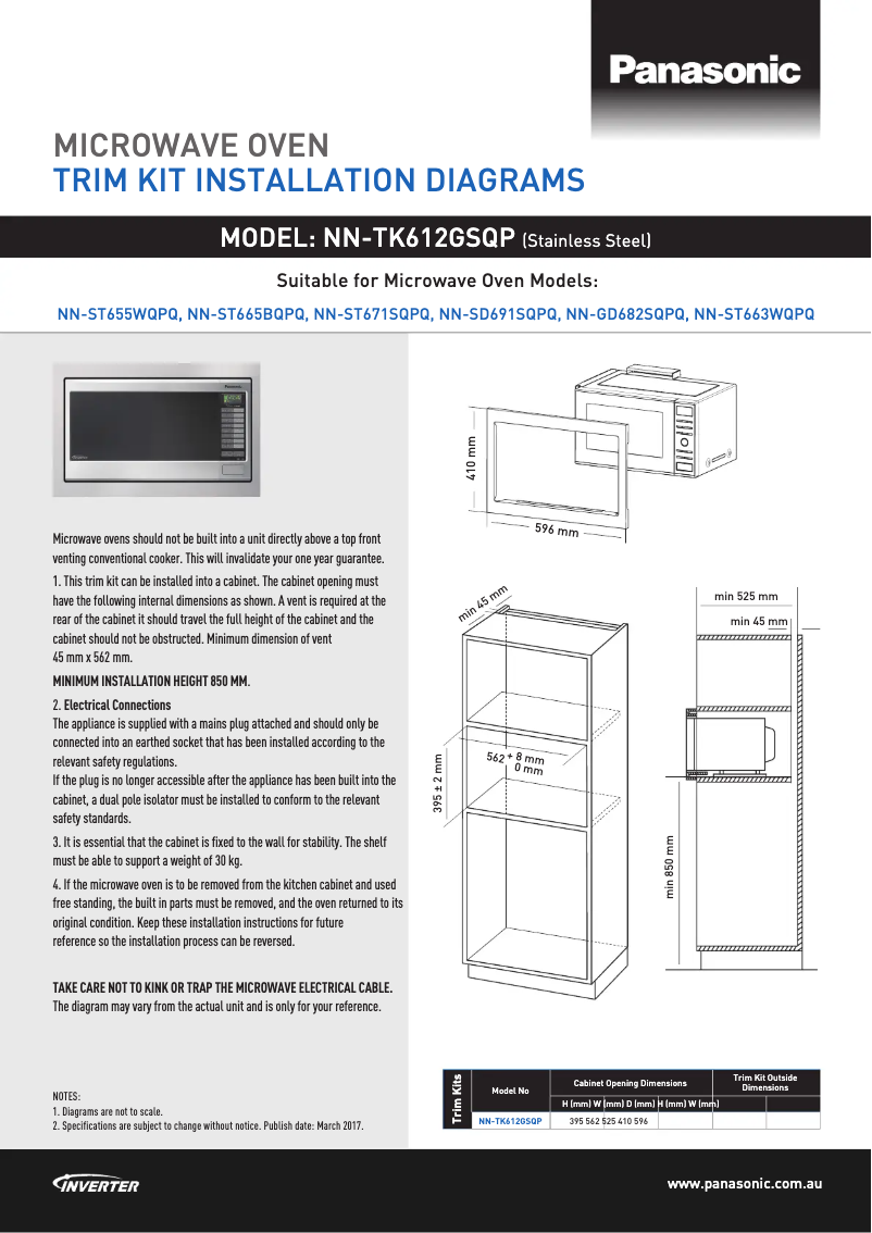 First page image of the manual for NN-TK612GSQP