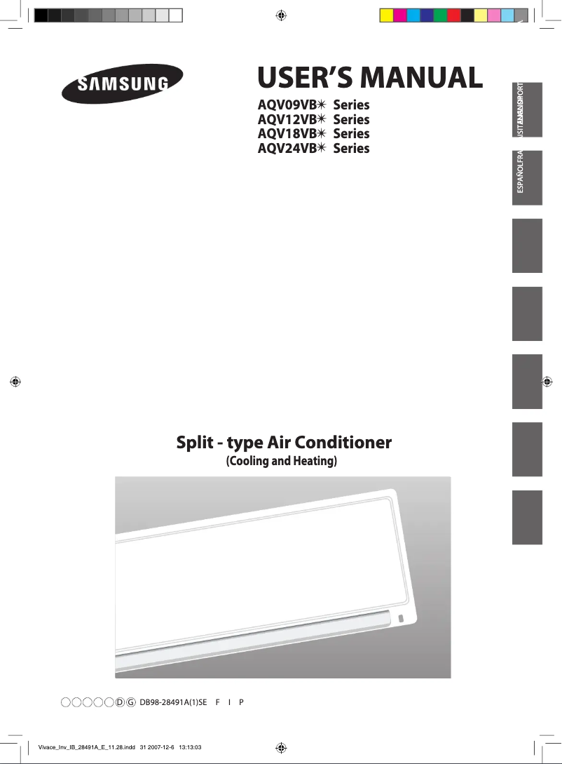 Page 1 de la notice Manuel utilisateur Samsung AQV24VBGX