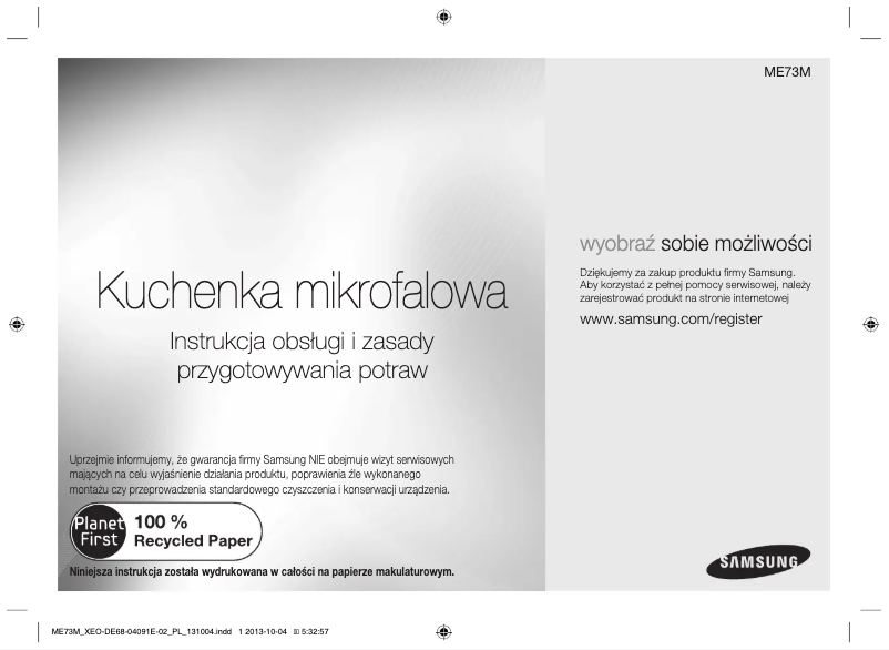 Page n°1 - Manuel utilisateur Samsung ME73M