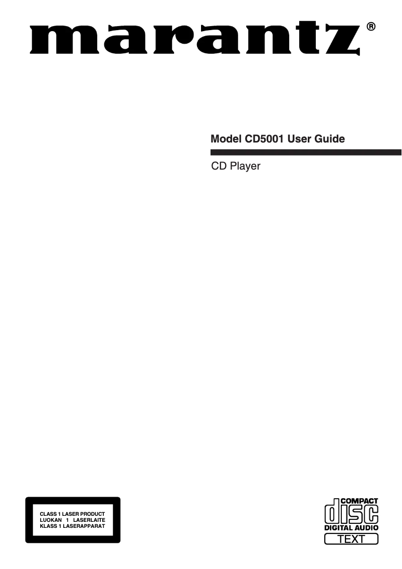 Page n°1 - Manuel utilisateur Marantz CD5001