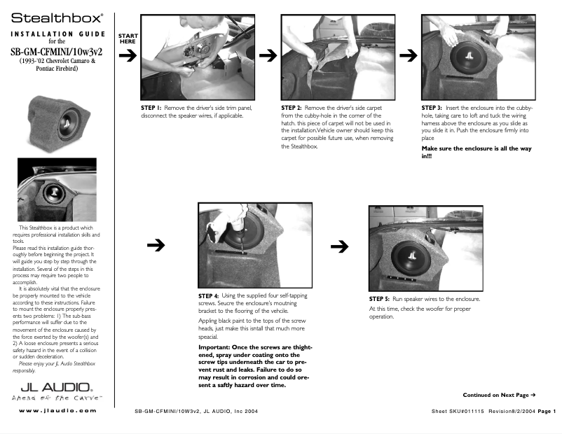 Image de la première page du manuel de l'appareil Stealthbox SB-GM-CFMINI/10W3v3