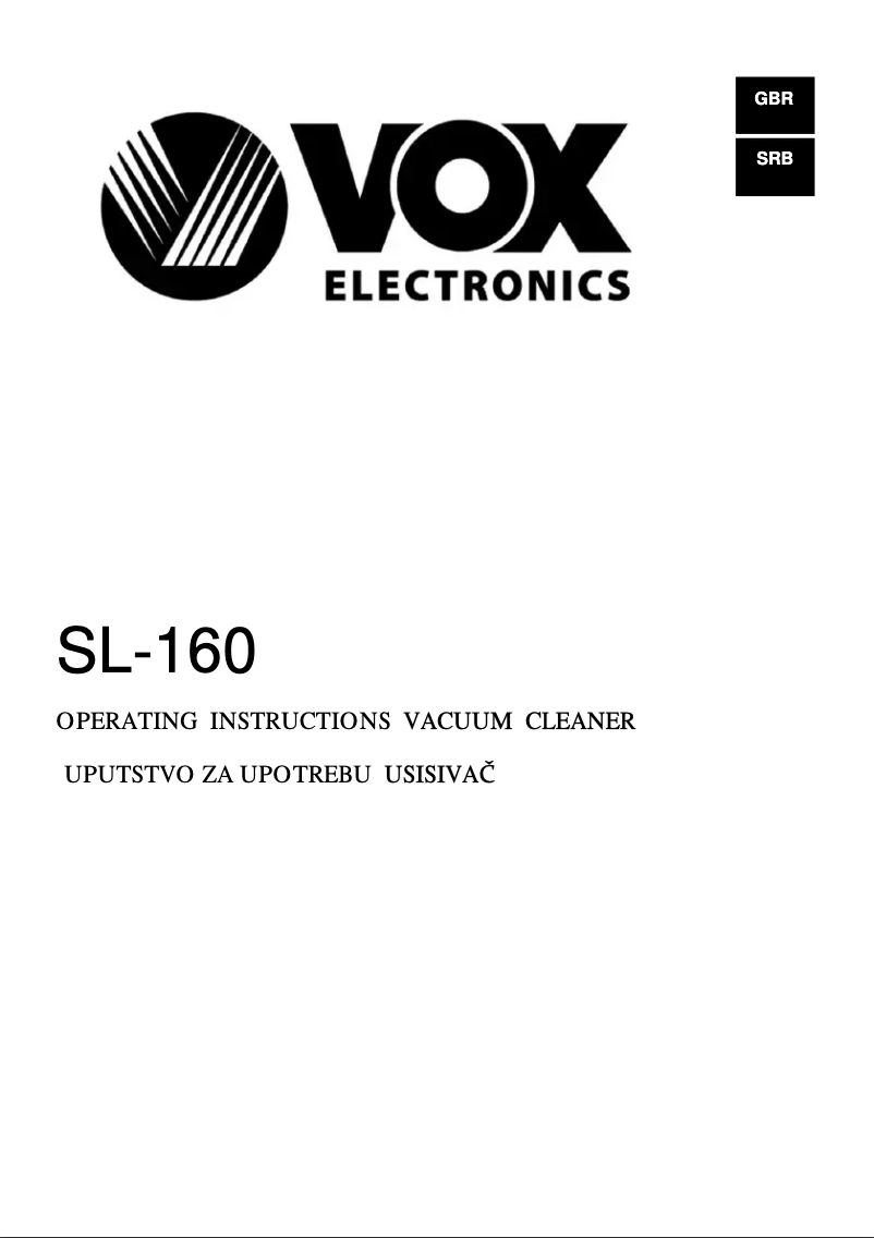 Page 1 de la notice Manuel utilisateur VOX SL-160
