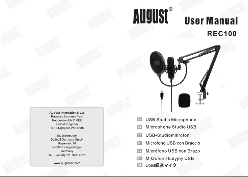 Page n°1 - Manuel utilisateur August REC100