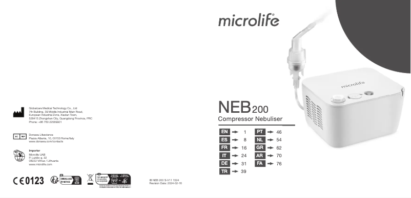 Page 1 de la notice Manuel utilisateur Microlife NEB 200