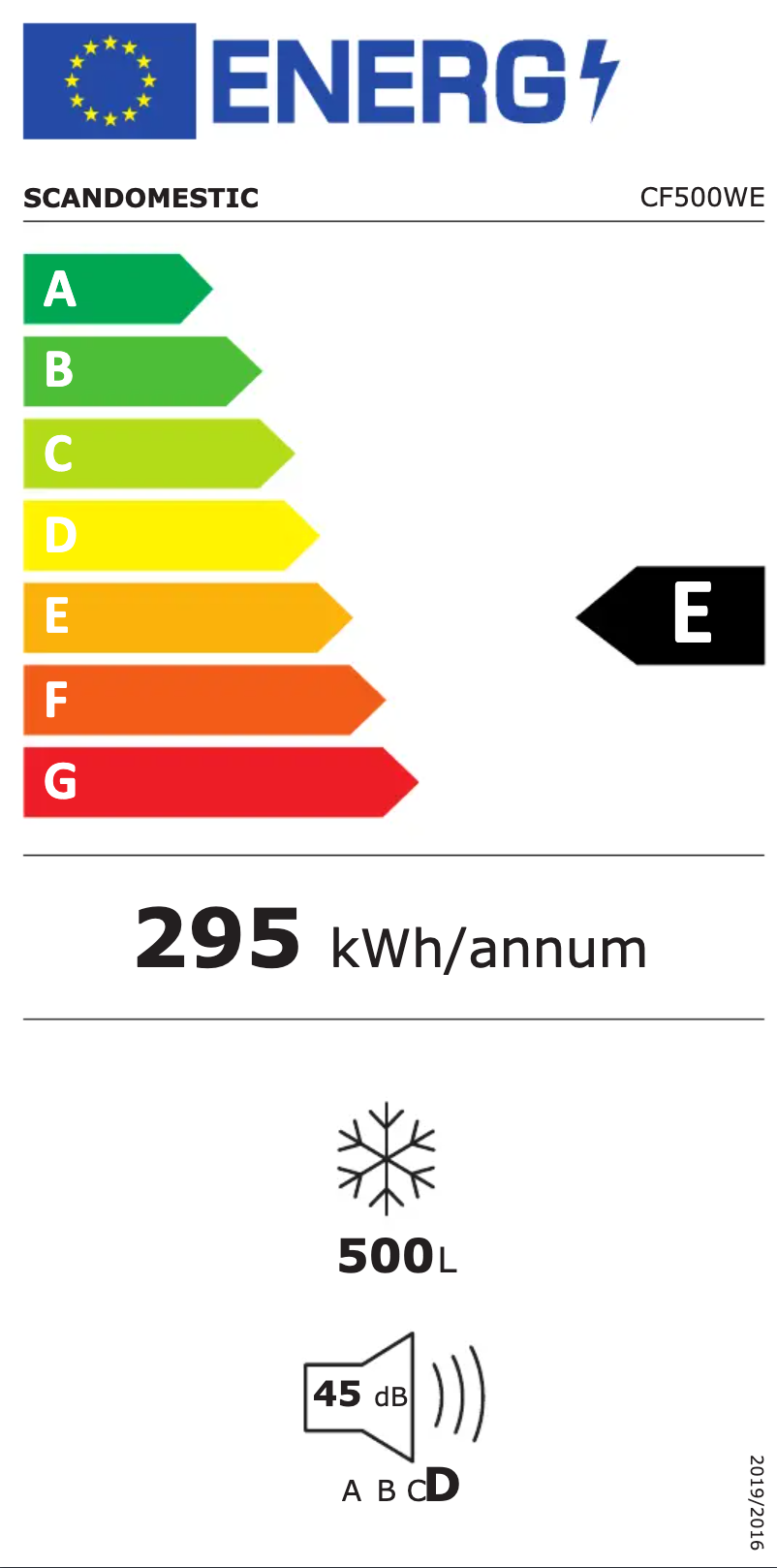 Page 1 of the manual Energy Label Scandomestic CF500WE