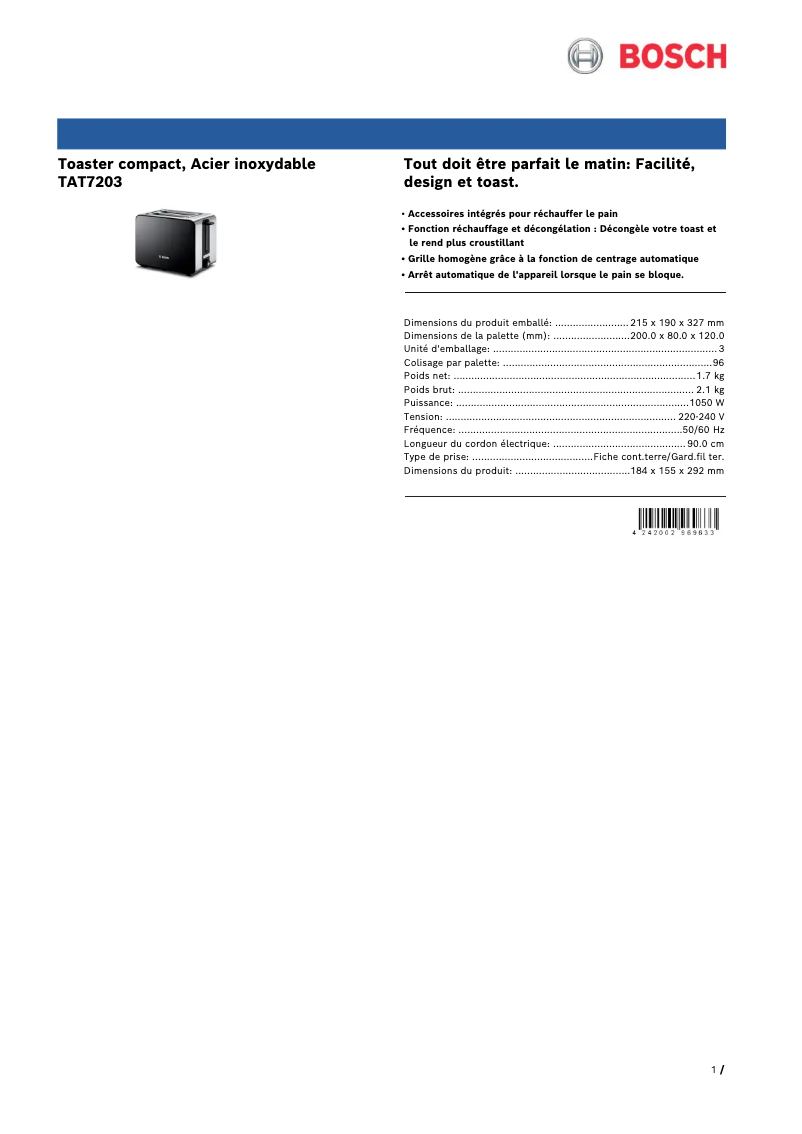 First page image of the manual for TAT7203