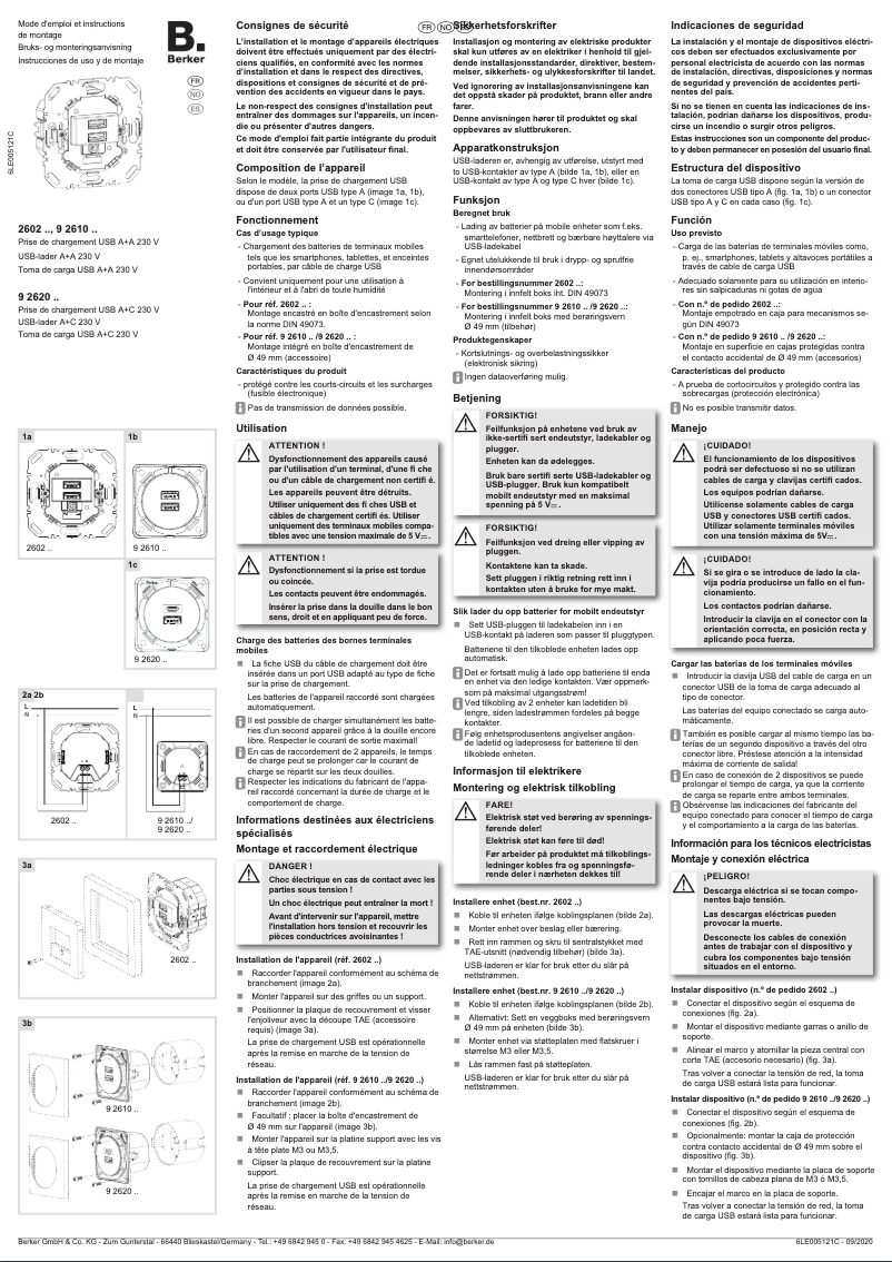 Página 1 del manual Instrucciones / montaje Berker 926102509