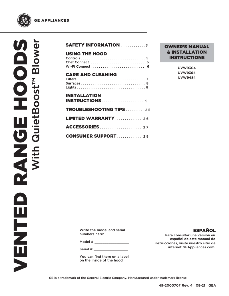 Image de la première page du manuel de l'appareil UVW9484SPSS
