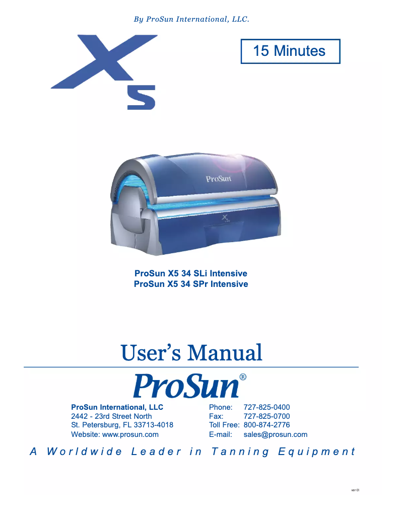 Page n°1 - Manuel utilisateur Prosun X5