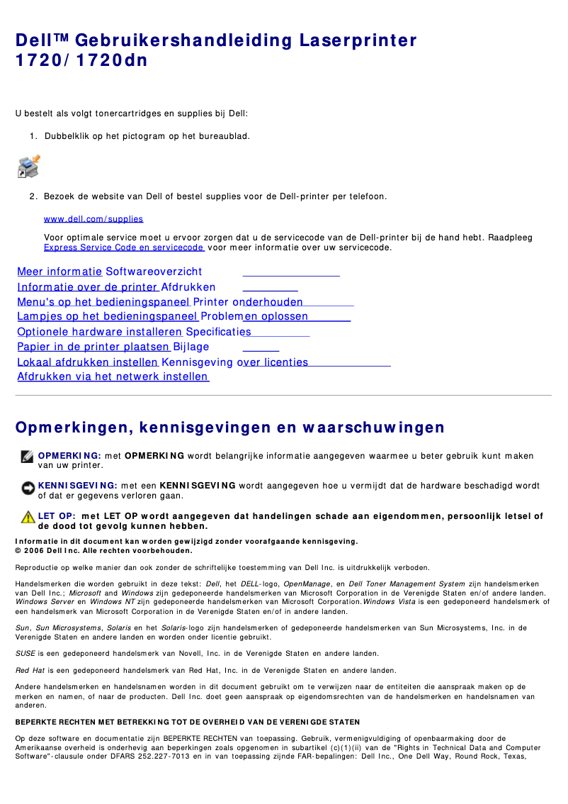 Page n°1 - Manuel utilisateur Dell 1720