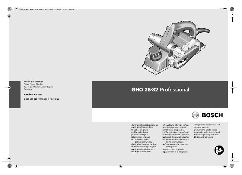 Page 1 de la notice Manuel utilisateur Bosch GHO 26-82