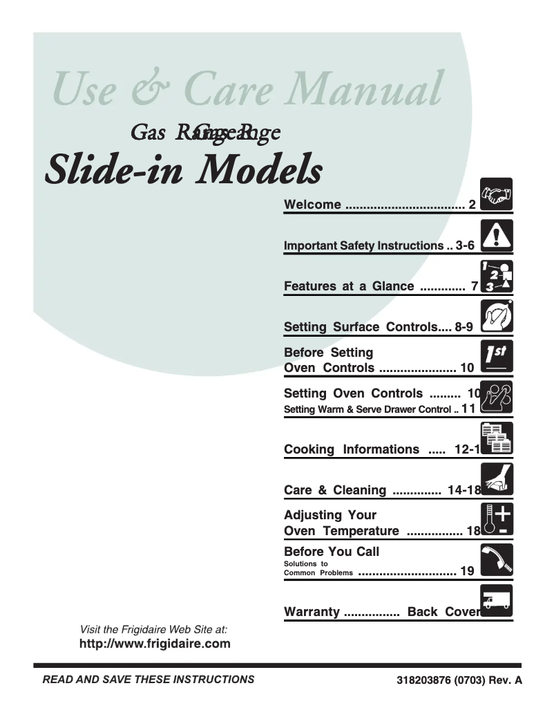 Page n°1 - Manuel utilisateur Frigidaire FGS367FC