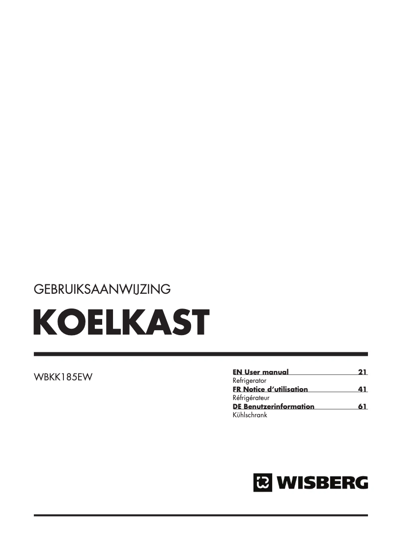 Page 1 de la notice Manuel utilisateur Wisberg WBKK185EW