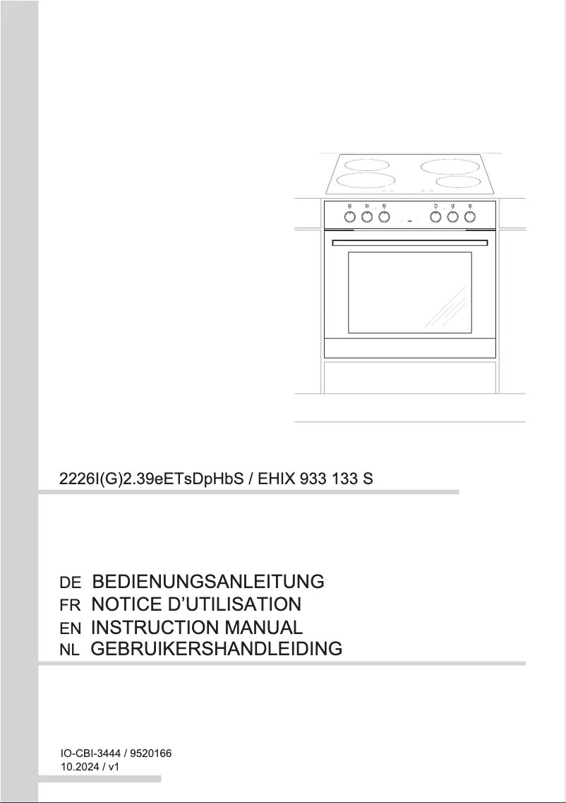 Page 1 de la notice Manuel utilisateur Amica EHIX 933 133 S