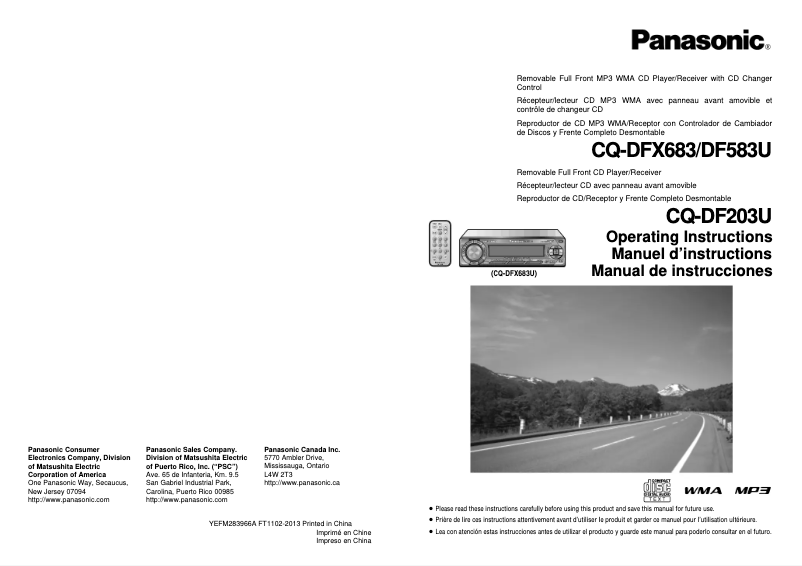Image de la première page du manuel de l'appareil CQ-DF583