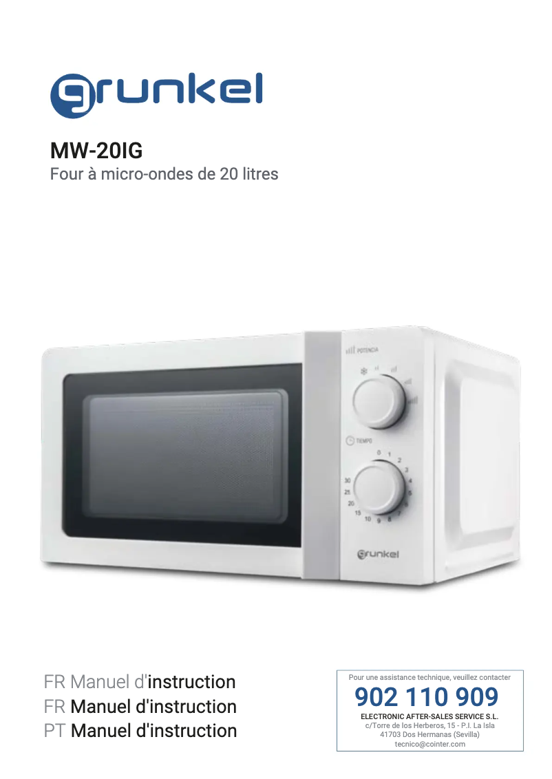 Image de la première page du manuel de l'appareil MW-20IG