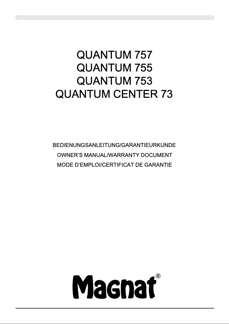 Page 1 de la notice Manuel utilisateur Magnat Quantum 753